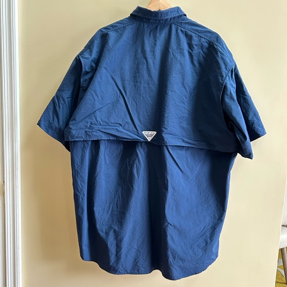 Columbia PFG Bahama Navy Blue Nylon Vented Outdoor Fishing Shirt Mens XLT Tall - Picture 10 of 12